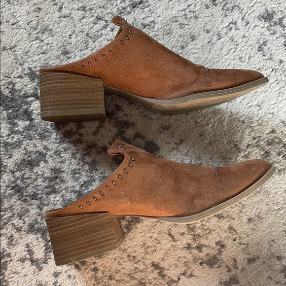 Cognac Suede Mules - Picture 2 of 4